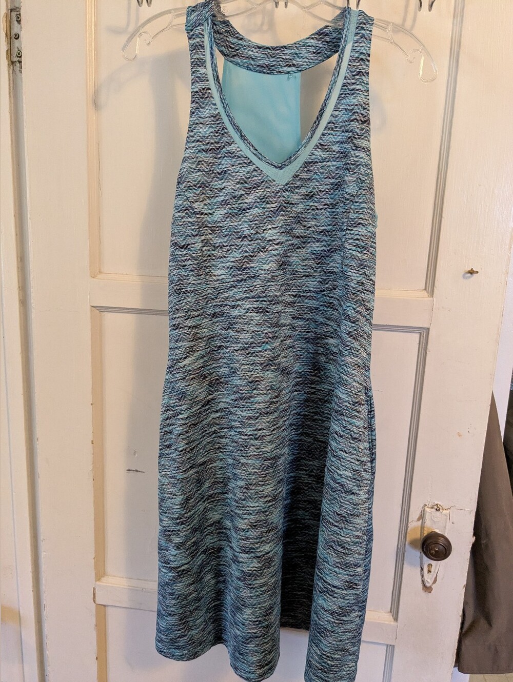 MPG Aqua Blue Textured Sleeveless Tank Dress, Large